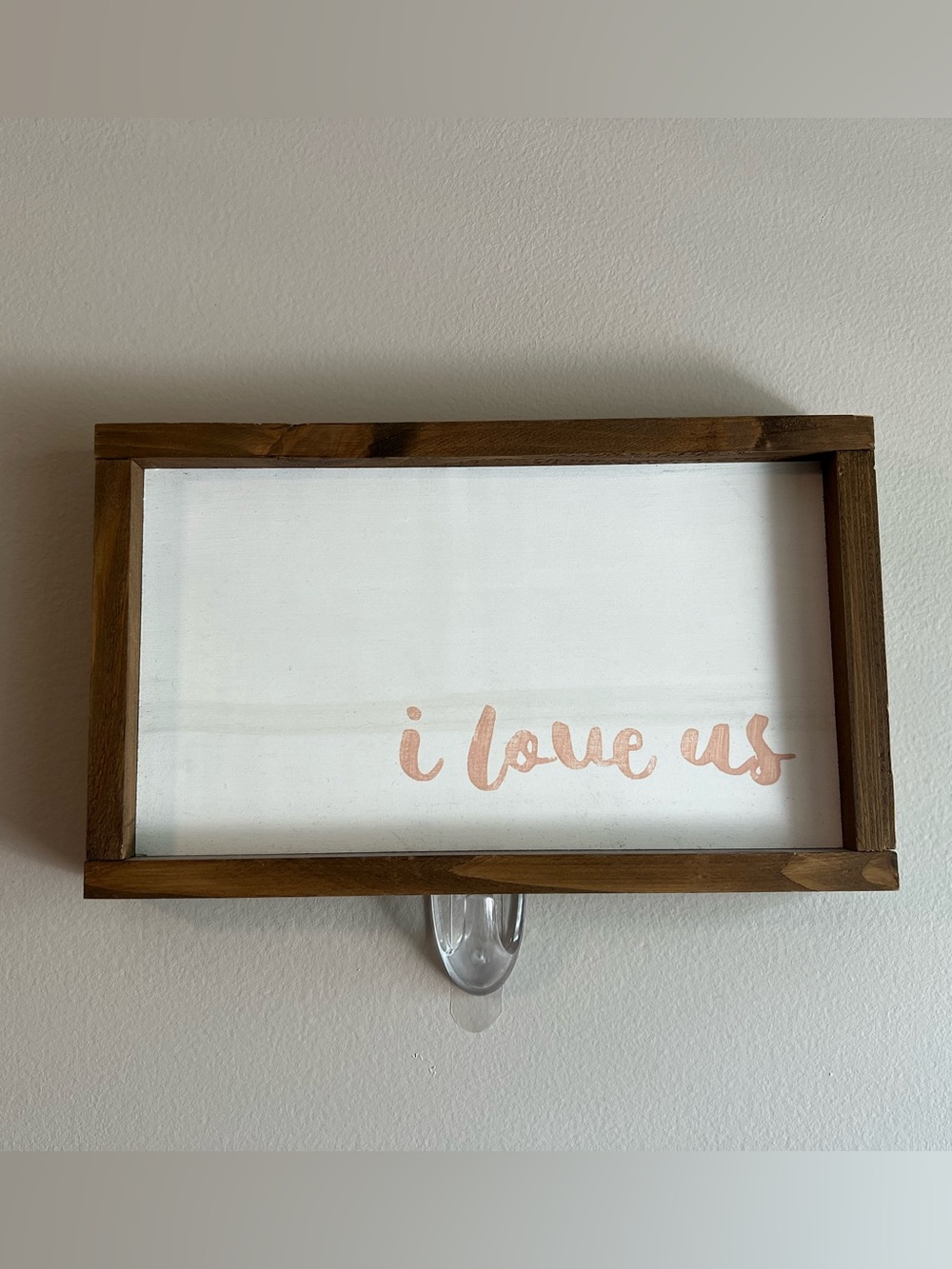 Framed "i love us" Wall Sign - White and Peach